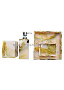 Ensemble d'accessoires de salle de bain en résine époxy de luxe faits à la main, 4 pièces, design moderne, organisateur de bain - Product Image 3