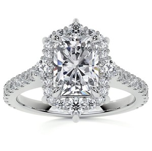 Radiant Cut Moissanite <b>Ring</b> 925 Sterling <b>Silver</b> White Gold Plated <b>Solitaire</b> Engagement <b>Ring</b> Elegant Bridal Wedding Promise <b>Ring</b> - Product Image 1