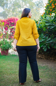 Cotton Flex Printed Plus Size Shirt Mustard Slim Collar Regular Sleeves Women's Casual Wholesale Ladies Designer Ethnic <b>Top</b> - Product Image 4