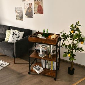 Carrello da Cucina a 3 Ripiani con Ruote Bloccabili e Maniglia, per Casa, Pub, Isole e Carrelli da Cucina - Product Image 5