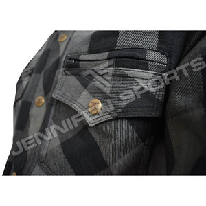 Camisa de Motociclista para Hombre, 100% Algodón Franela, Certificación CE, Protección Contra el Viento en Espalda, Codos y Hombros - Product Image 2