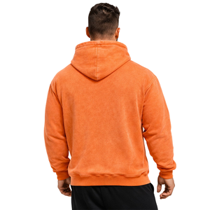 Sudadera con Capucha Extra Grande de Alta Calidad, 450 g/m², Lavada al Ácido, 100% Algodón, Felpa Naranja, Secado Rápido, Antiarrugas, para Invierno - Product Image 4