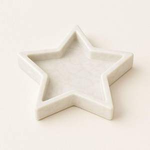 White Marble <b>Tray</b> with Wooden Handles Elegant Modern Serving <b>Tray</b> for <b>Snacks</b> Appetizers and Decorative Use - Product Image 1