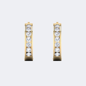 Pendientes de aro anchos tipo Huggie con engaste de canal, de oro de 10k, con circonitas cultivadas en laboratorio de corte brillante redondo de 2.05 CTW, certificados - Product Image 4