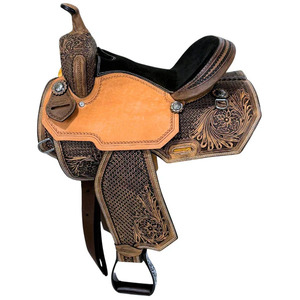 Selle de barrel racing western professionnelle en cuir faite à la main avec arceau en bois, personnalisable, de qualité supérieure - Product Image 1