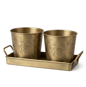 Nouvel Arrivage : Ensemble de Jardinières Classiques en Métal Thermolaqué avec Plateau pour Décoration Intérieure et Extérieure, Taille Personnalisable - Product Image 1