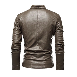 Hot Selling OEM Wholesale <b>Men's</b> Slim Fashion PU Leather Jacket Gray Winter Coat for Boys Genuine Leather jacket for <b>men</b> - Product Image 2