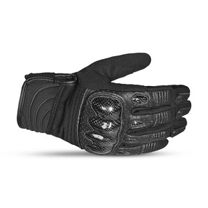 Saar Industries New Arrival Black Leather Breathable <b>Touch</b> Screen Non-Slip Full Finger Moto <b>Gloves</b> Tip Protections Faux Leather - Product Image 3