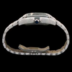 Montre numérique de luxe avec diamant moissanite carré, cadran de 46 mm, mouvement ETA, bracelet en cuir de 20 mm - Product Image 3