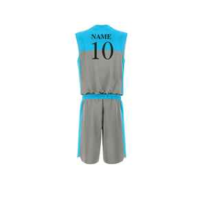 Conjunto de Camiseta de Baloncesto sin Mangas Azul para Hombre, Estampado Degradado, Uniformes de Poliéster que Absorben la Humedad, Pantalones Cortos con Cintura Elástica - Product Image 2