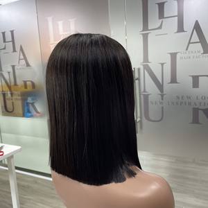 Vente en gros 100% cheveux humains vierges vietnamiens bruts perruque courte os droit couleur noir de jais super extension de cheveux doublement étirée - Product Image 4