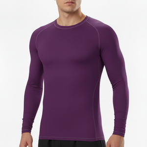 Último Diseño de Camisetas de Compresión para Hombre, de Manga Larga, Secado Rápido, Color Sólido, Tallas Grandes, con Colores Personalizados - Product Image 2