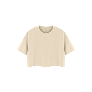 T-shirt court ample bleu ciel pour femme, col rond, en coton, basique, décontracté, vente en gros, vierge - Product Image 6