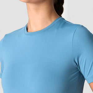 Camiseta Deportiva de Yoga Lisa para Gimnasio, Top Personalizado al por Mayor, Fabricante de Ropa de Fitness, Top Deportivo de Manga Corta de Color Sólido - Product Image 4