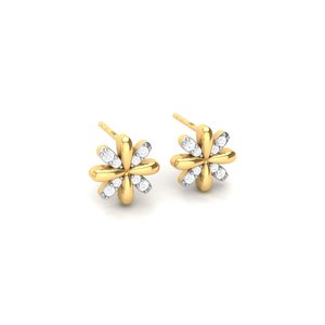 Boucles d'oreilles clous fleur en argent sterling 925, pavées de zircone cubique, pétales floraux, plaqué rhodium, bijoux tendance pour femme, à porter au quotidien, cadeau - Product Image 5