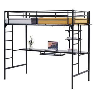 Letto in Ferro Nero 198*143*182cm con Ripiano, Design Moderno Convertibile e Regolabile con Funzioni di Stoccaggio per Uso Alberghiero - Product Image 3