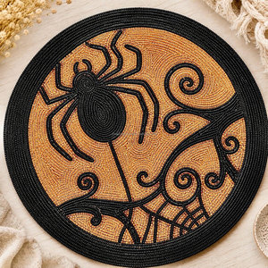 Mantel Individual Gótico de Telaraña con Cuentas, Lujo para Halloween, Decoración Artesanal para Mesa de Fiesta - Product Image 2