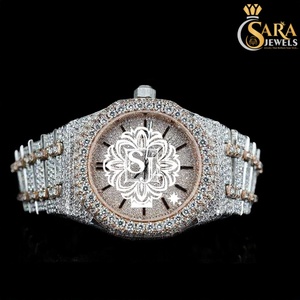 High <b>On</b> Demand Silver Stainless Steel Diamond Watch with Crystal Accents and Durable Metal <b>Strap</b> Available <b>for</b> Export Price - Product Image 1