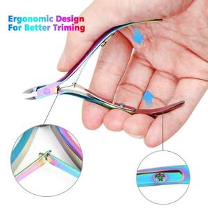 Coupe-cuticules professionnel en titane multicolores, coupe-ongles arc-en-ciel en acier inoxydable, ciseaux de manucure à bord tranchant - Product Image 4