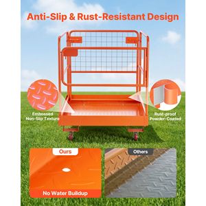 Carrello Elevatore a 4 Ruote con Gabbia di Sicurezza, Capacità 1200 Libbre, con Cestello Porta-Persone e Piattaforma di Lavoro Pieghevole - 36,6 X 36,6 Pollici - Product Image 5