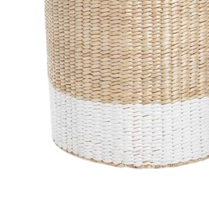 Round Water Hyacinth <b>Basket</b> with White Painted Base Handmade <b>Storage</b> <b>Basket</b> for Laundry <b>Toys</b> Blankets Home Decor - Product Image 3