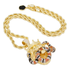 Pendentif Tête de Lion avec Couronne et Serpent, Plaqué Or 18K, Argent 925, Moissanite, Breloque Thème Hip Hop pour Hommes, Pendentif Quotidien - Product Image 4
