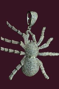 Colgante de Plata de Ley 925 con Incrustaciones de Moissanita, Diseño de Araña, Estilo Hip Hop, Lujoso, para Hombre/Mujer, Chapado en Rodio, Certificado - Product Image 3