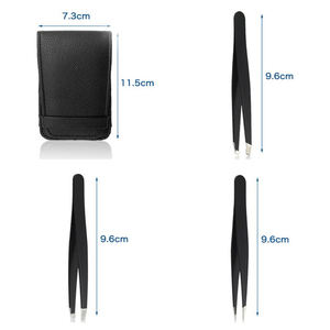 MAHFOOZ INSTRUMENTS – Lot de 4 pinces à épiler en acier inoxydable plus épaisses, à pointe fine, inclinée et plate, pour l'épilation et le maquillage, avec étui - Product Image 6