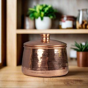 Recipiente de cobre hecho a mano para almacenamiento en la despensa con tapa, contenedor de cocina vintage para té, café, azúcar, especias, alimentos secos, frasco decorativo - Product Image 2