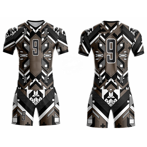 เสื้อฟุตบอลสีดำขาวแบบกำหนดเอง/ลายเรียบ ซับลิเมชั่น แห้งเร็ว ระบายอากาศได้ดี ชุดทีม พิมพ์หมายเลข แขนสั้น - Product Image 1