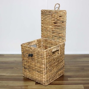 Handmade Woven Water Hyacinth <b>Square</b> Storage <b>Basket</b> Lid Rustic Eco-Friendly Multifunction Organizer for Home Decor Storage - Product Image 6