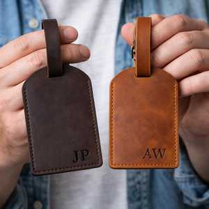 Etiquetas de Equipaje de Cuero Genuino, Etiquetas Personalizadas para Bolsas, Etiquetas de Privacidad para Viajes, Etiquetas para Maletas con Logotipo Personalizado, Diseño LMP-0208 - Product Image 4