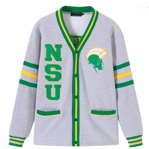 เสื้อคาร์ดิแกน NSU Chenille Letters แบบ unisex คอวี แขนยาว ผ้าฟลีซ สไตล์ลำลอง มีกระเป๋าและกระดุม เหมาะสำหรับมหาวิทยาลัย - Product Image 1