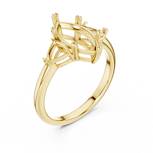 Bague en or pour femme, coupe Marquise, avec grappe de pierres, accent incurvé en forme de triligne, pierres latérales, solitaire, pour fiançailles et mariage, sertie à griffes, modèle moulé - Product Image 6