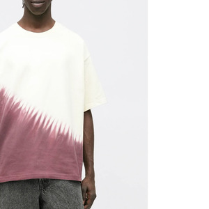 T-shirt en coton pour homme de haute qualité, col montant, épaules tombantes, coupe oversize, impression personnalisée, tie-dye, 100 % coton - Product Image 3