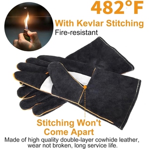 Gants de soudage en cuir de vachette renforcé, résistants à l'abrasion, pour la protection des mains en milieu industriel, gants de barbecue - Product Image 3