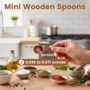 Mini cuillère à sel en bois à manche court, petit ensemble de cuillères en bois pour épices, sucre, café, thé, pots à condiments, vente en gros - Product Image 2