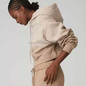 Sudadera con Capucha Corta para Mujer, Estilo Casual, Lavada, Cómoda, Precio al por Mayor, Personalizada OEM - Product Image 3