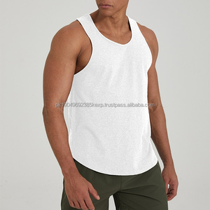 Singlet de sport confortable en coton, ourlet arrondi, fentes latérales, débardeur pour la course à pied, l'entraînement et la salle de sport - Product Image 3