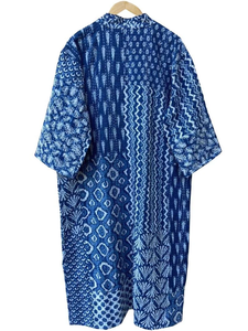 Bata Kimono de Algodón 100% Tejida con Estampado Digital de Dibujos Animados para Mujer, Suave y Transpirable, Camisón de Verano Hecho a Mano, Cuello en V, Cintura Elástica, ODM - Product Image 3