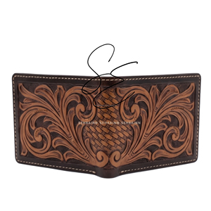 Nueva Cartera de Cuero Genuino para Hombre, Cierre Abierto, Cartera de Cuero Bifold Tallada a Mano, Estilo Vintage Rústico Vaquero, Porta Tarjetas y Efectivo, Personalizable - Product Image 4