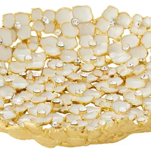 Plato Decorativo de Cerámica Ecológico con Incrustaciones Doradas en Forma de Flor, Hecho a Mano, Estilo Glam, Diseño Americano, para Decoración del Hogar - Product Image 3