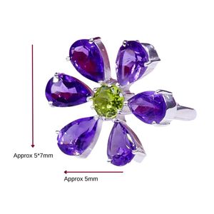Wedding Wear 925 Sterling Silver Amethyst <b>Peridot</b> Gemstone Silver Plated Jewelry Women Wear Classic <b>Ring</b> - Product Image 1