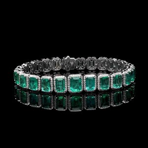Emerald Tennis Bracelet <b>Gold</b> Plated Handmade 925 Sterling Silver Luxury Gemstone Jewelry Women Elegant Gift - Product Image 5