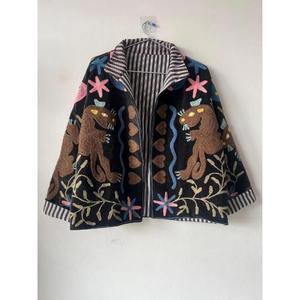 Stylish Handmade Embroidered <b>Animal</b> <b>Pattern</b> Blazer Women Full Sleeve Turn-down Collar Regular Length Woven Fabric Autumn Style - Product Image 1