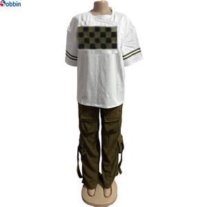 Conjunto de Dos Piezas Personalizado de Alta Calidad, Camiseta de Manga Corta Informal para Mujer, Tejido Transpirable de Peso Medio, Ecológico, y Pantalones Cargo - Product Image 5