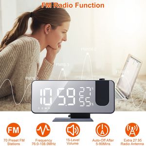 Réveil numérique intelligent avec projecteur LED, fonction radio et miroir de 7,5 pouces, horloge de table avec fonction de projection - Product Image 4