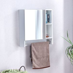 Armadietto a Specchio da Bagno a Parete con Mensole e Portasciugamani, Mobiletto Portamedicinali Sopra il WC - Product Image 1