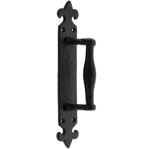 2 poignées de porte en métal noir, style vintage, robustes, pour installation sur porte, fenêtre, portail, fixation par perçage - Product Image 4