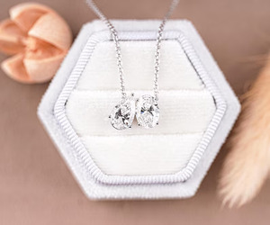 925 <b>Silver</b> Toi Et Moi Pendant <b>Necklace</b> Oval and Pear Cut Lab Grown Diamond Pendant <b>Necklace</b> <b>Solid</b> Gold Jewelry Wholesaler - Product Image 5